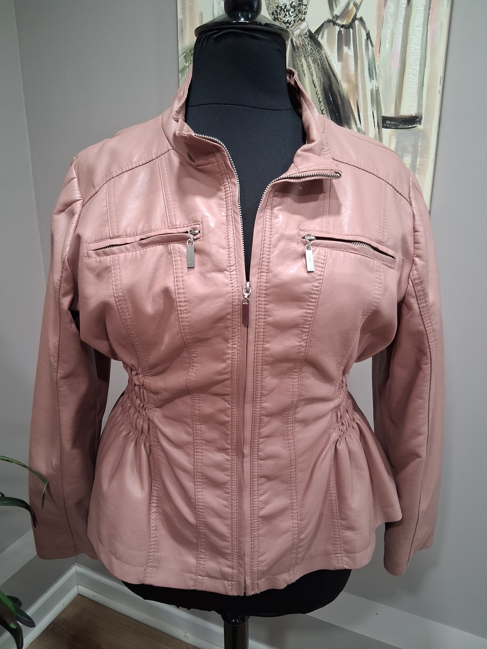 New Look Dusty Pink Faux Leather Zip Jacket